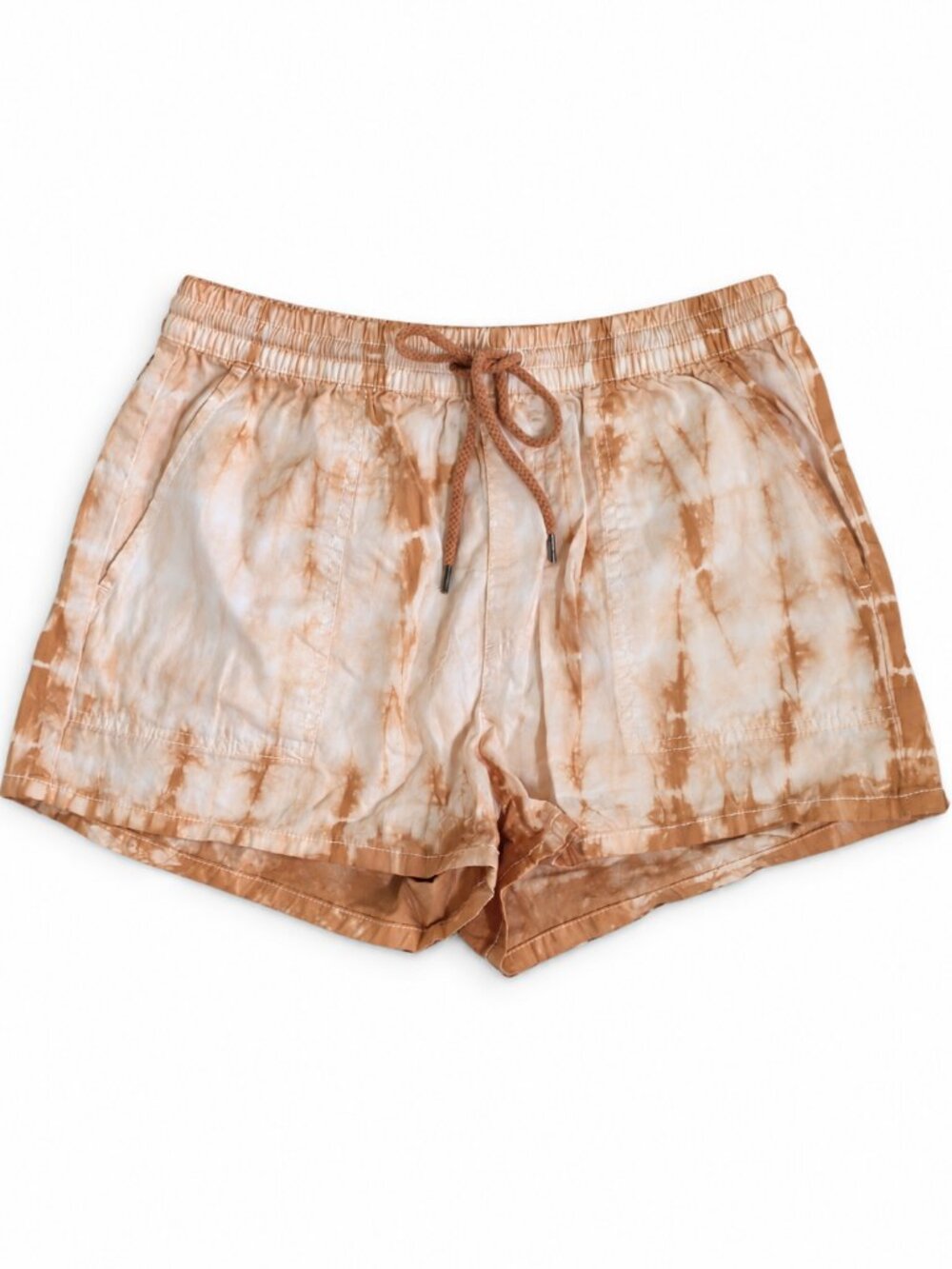Body Glove Women's Tie-Dye Drawstring Shorts in Tan and White Size Medium